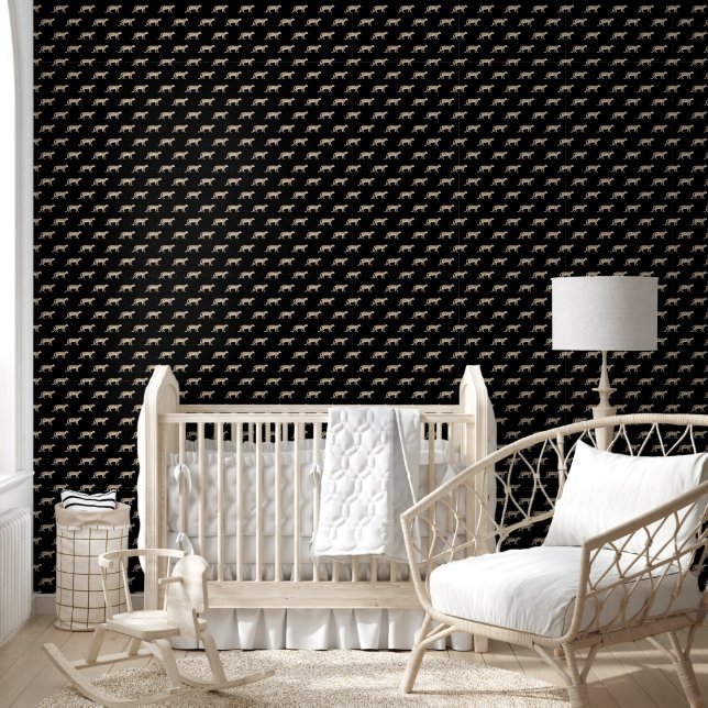Leopard Botanical Nature Watercolor Moody Black Wallpaper (Kids)