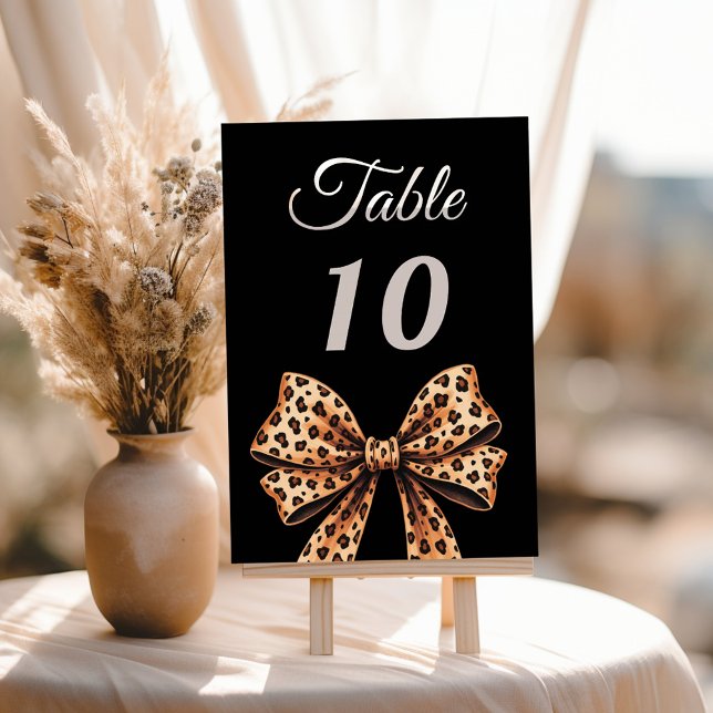 Leopard bow black brown table number (Creator Uploaded)