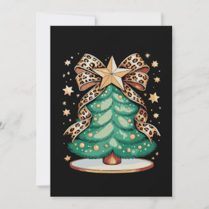 Leopard Bow Christmas Tree Glam Holiday Xmas Card
