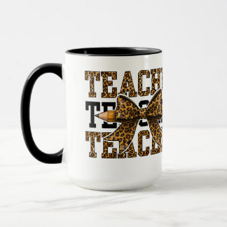 Leopard Bow Teacher School Pencil Cute Classroom Mug