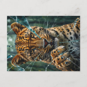 Leopard breaking through postcard