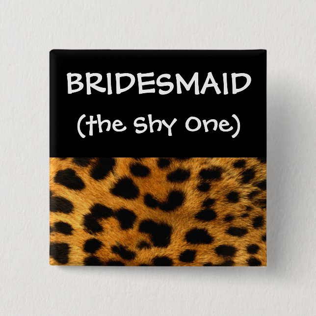 Leopard Bridesmaid 2 Inch Square Button (Front)