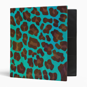 Leopard Brown and Teal Print Binder