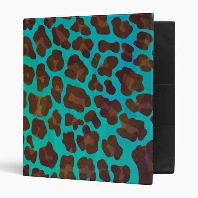 Leopard Brown and Teal Print Binder (Front/Inside)