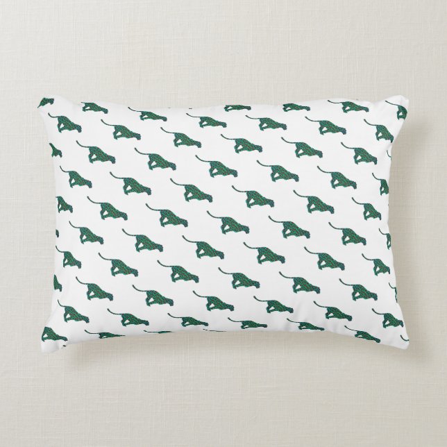 Leopard Brown and Teal Print Decorative Pillow (Front)