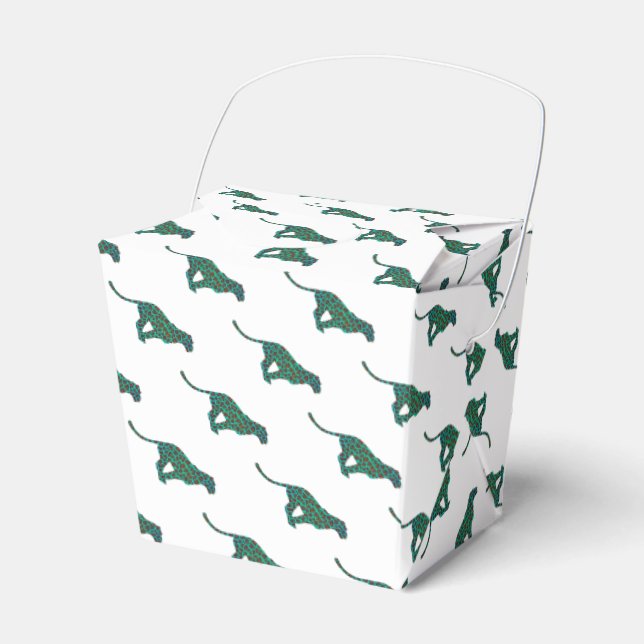 Leopard Brown and Teal Print Favor Box (Front Side)