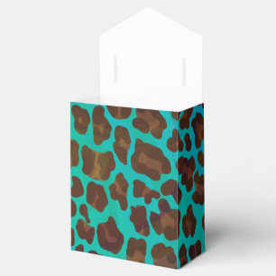 Leopard Brown and Teal Print Favor Box