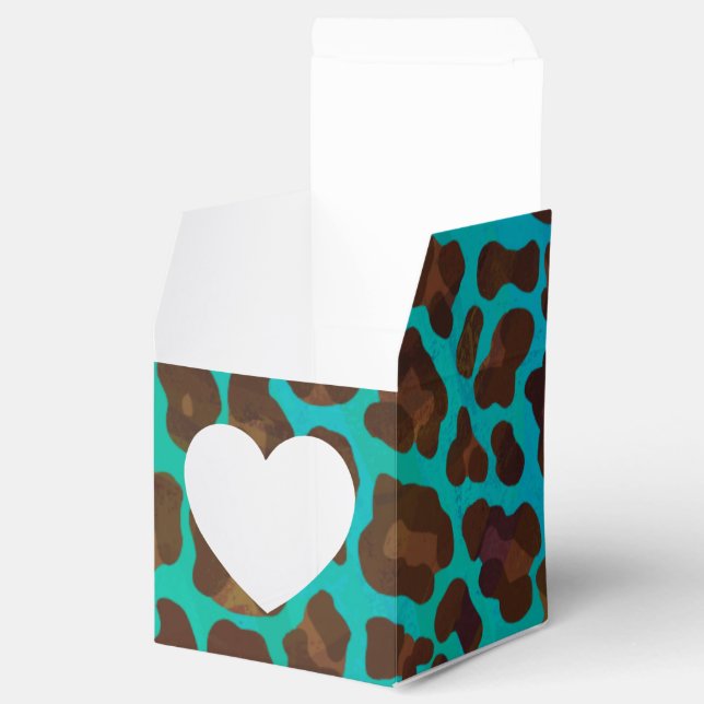 Leopard Brown and Teal Print Favor Box (Opened)