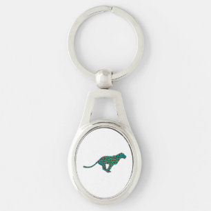 Leopard Brown and Teal Print Keychain
