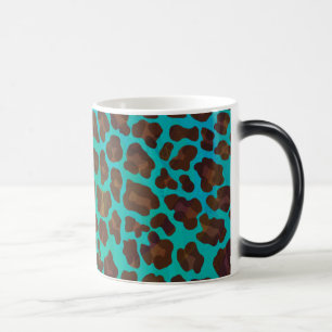 Leopard Brown and Teal Print Magic Mug