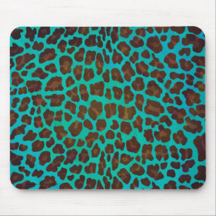 Leopard Brown and Teal Print Mouse Pad