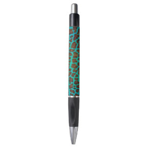 Leopard Brown and Teal Print Pen