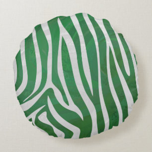 Leopard Brown and Teal Print Round Pillow