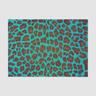 Leopard Brown and Teal Print Tissue Paper
