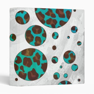 Leopard Brown and Teal PrintPolka Dots Binder