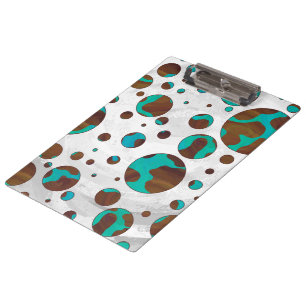 Leopard Brown and Teal PrintPolka Dots Clipboard