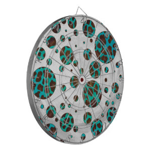 Leopard Brown and Teal PrintPolka Dots Dartboard
