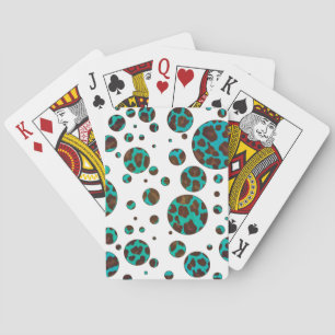 Leopard Brown and Teal PrintPolka Dots Playing Cards