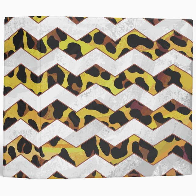 Leopard Brown and Yellow Cevron Print Binder (Front/Spine)