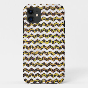 Leopard Brown and Yellow Cevron Print iPhone 11 Case