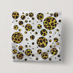 Leopard Brown and Yellow Polka Dot 2 Inch Square Button
