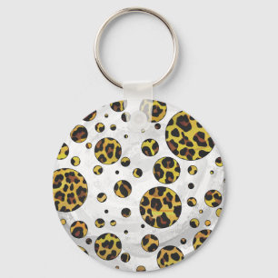 Leopard Brown and Yellow Polka Dot Keychain