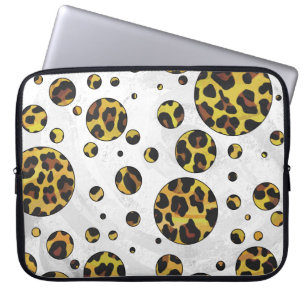 Leopard Brown and Yellow Polka Dot Laptop Sleeve