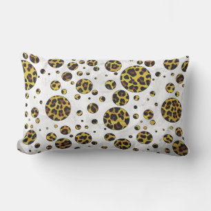 Leopard Brown and Yellow Polka Dot Lumbar Pillow