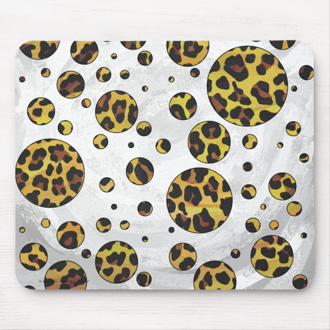 Leopard Brown and Yellow Polka Dot Mouse Pad (Front)