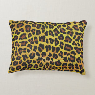 Leopard Brown and Yellow Print Accent Pillow