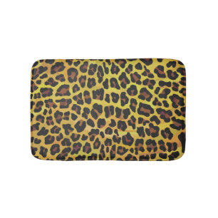 Leopard Brown and Yellow Print Bath Mat