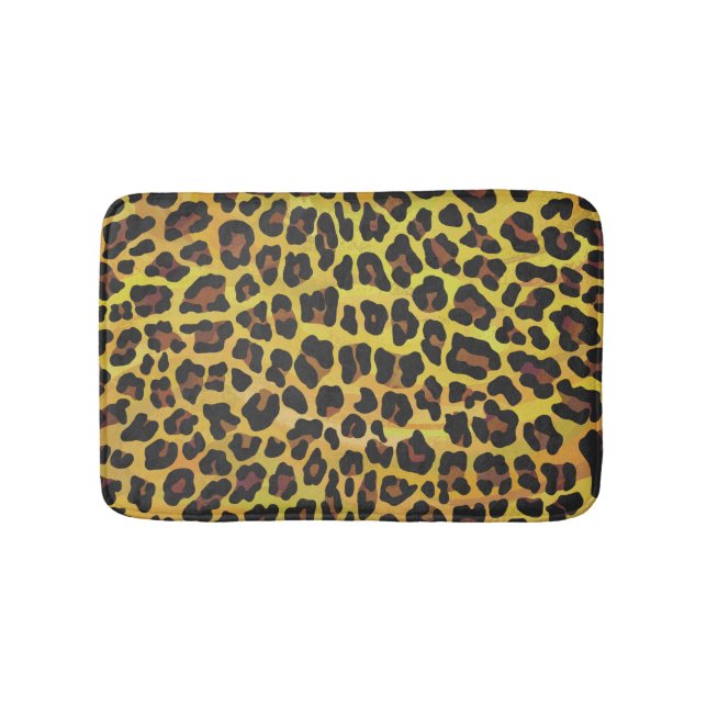 Leopard Brown and Yellow Print Bath Mat (Front)