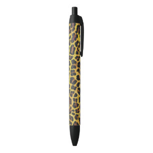Leopard Brown and Yellow Print Black Ink Pen