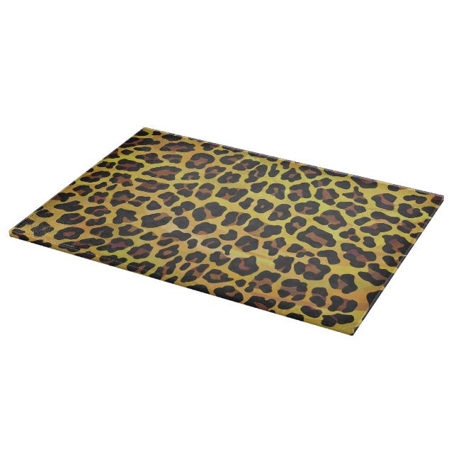Leopard Brown and Yellow Print Cutting Board (Corner)