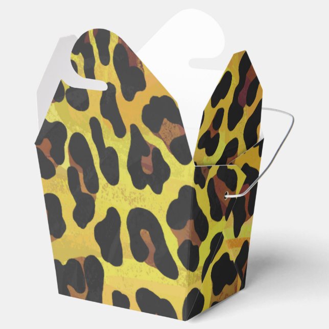 Leopard Brown and Yellow Print Favor Box (Opened)