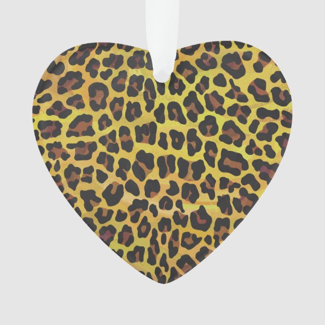 Leopard Brown and Yellow Print Heart Decoration (Front)