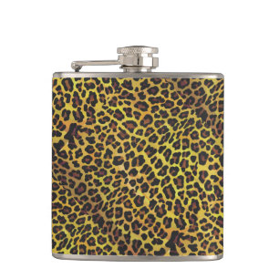 Leopard Brown and Yellow Print Hip Flask