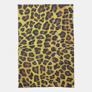 Leopard Brown and Yellow Print Kitchen Towel