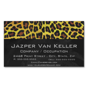 Leopard Brown and Yellow Print Magnetic Business Card