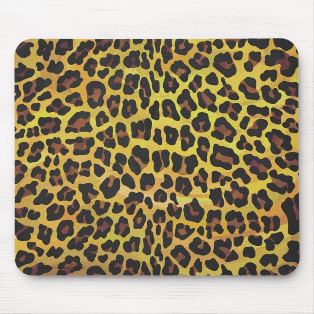 Leopard Brown and Yellow Print Mouse Pad (Front)
