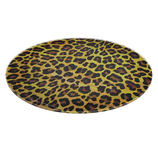Leopard Brown and Yellow Print Round Cutting Board (Corner)