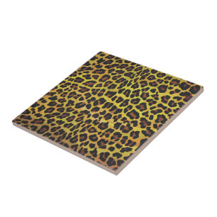 Leopard Brown and Yellow Print Tile