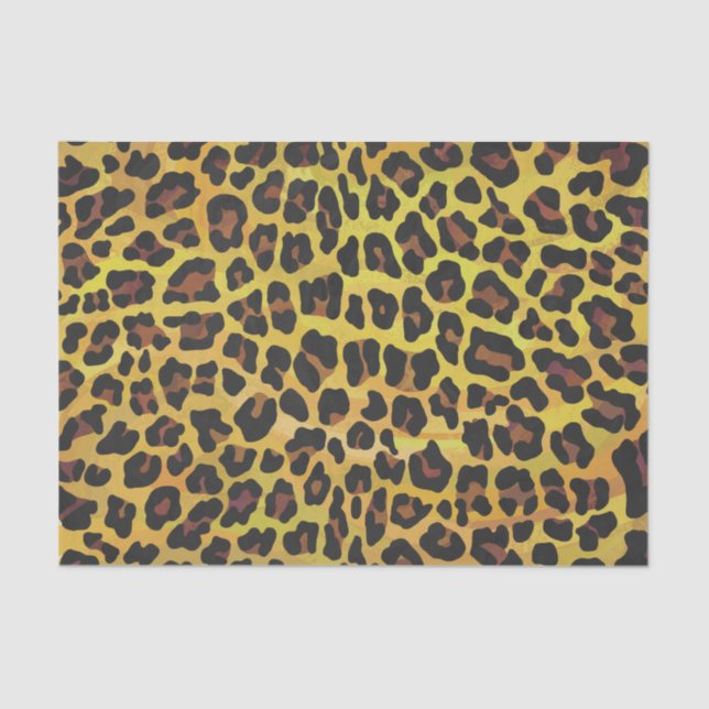 Leopard Brown and Yellow Print Tissue Paper (Front)