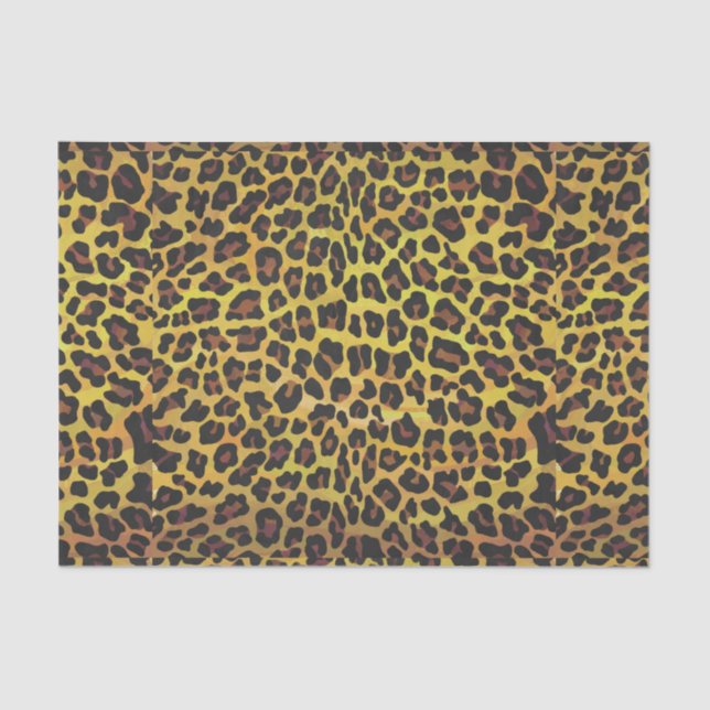 Leopard Brown and Yellow Print Tissue Paper (Front)