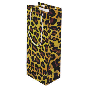 Leopard Brown and Yellow Print Wine Gift Bag
