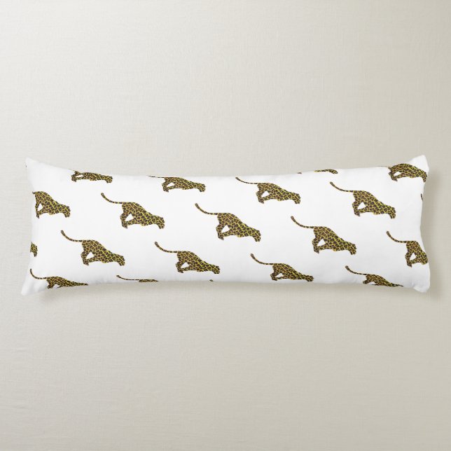 Leopard Brown and Yellow Silhouette Body Pillow (Front)