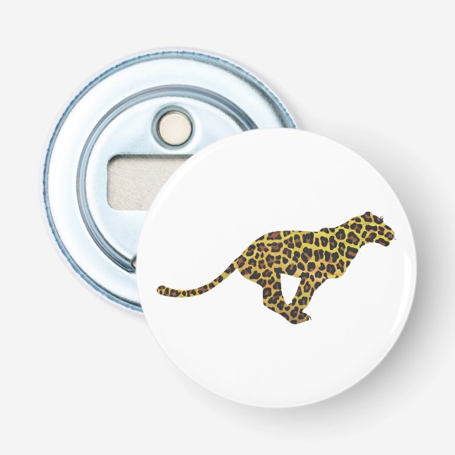Leopard Brown and Yellow Silhouette Bottle Opener (Front)