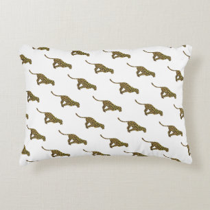 Leopard Brown and Yellow Silhouette Decorative Pillow