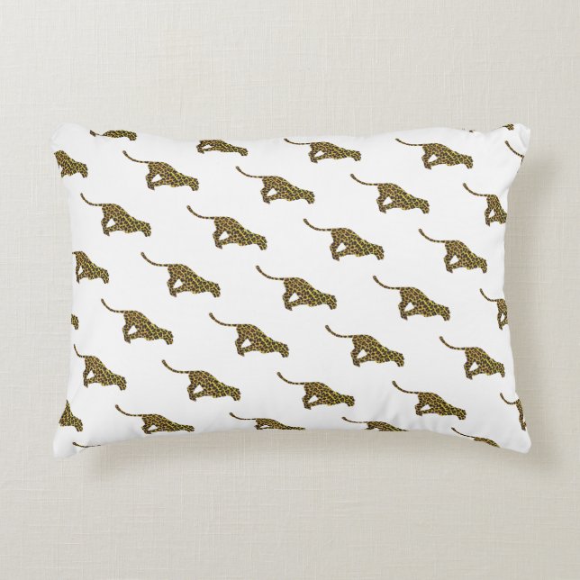 Leopard Brown and Yellow Silhouette Decorative Pillow (Front)