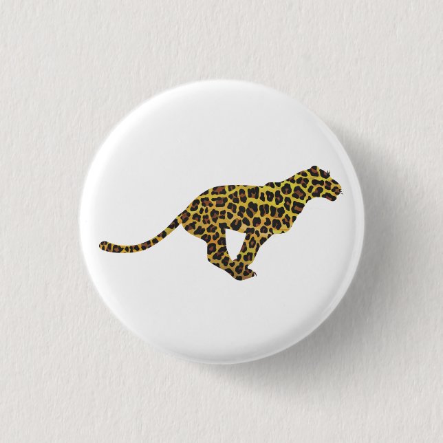 Leopard Brown and Yellow Siloette 1 Inch Round Button (Front)
